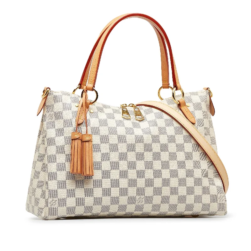 Louis Vuitton bags with a snap - button closure and a decorative charm for styleLOUIS VUITTON Damier Azur Lymington Satchel