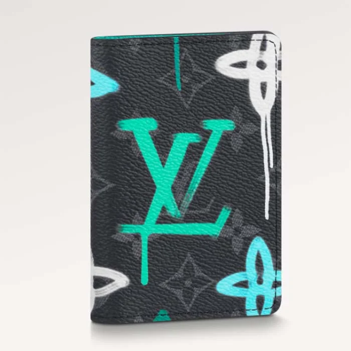 Louis Vuitton crossbody bags with adjustable shoulder straps for comfortLouis Vuitton Unisex Pocket Organizer LV Graffiti Green Coated Canvas Cowhide Leather