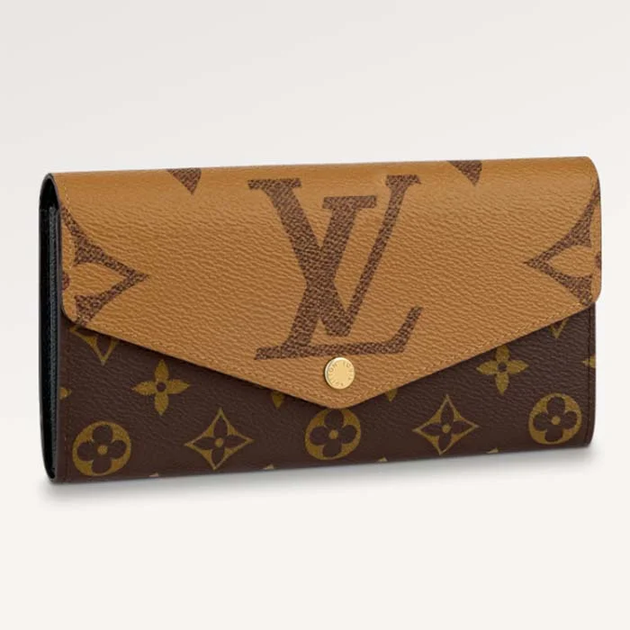 Ladies Louis Vuitton shoulder bags with a tassel decoration for charmLouis Vuitton LV Unisex Sarah Wallet Monogram Reverse Coated Canvas Cowhide Leather