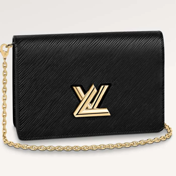 Medium - sized Louis Vuitton tote bags for work and shoppingLouis Vuitton Women LV Twist Belt Chain Pouch Black Epi Grained Cowhide Leather