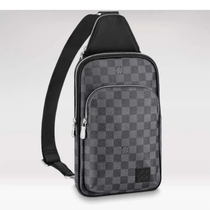 Louis Vuitton tote bags with a water - resistant coating for outdoor useLouis Vuitton LV Unisex Avenue Sling Bag Grey Damier Graphite Coated Canvas Cowhide