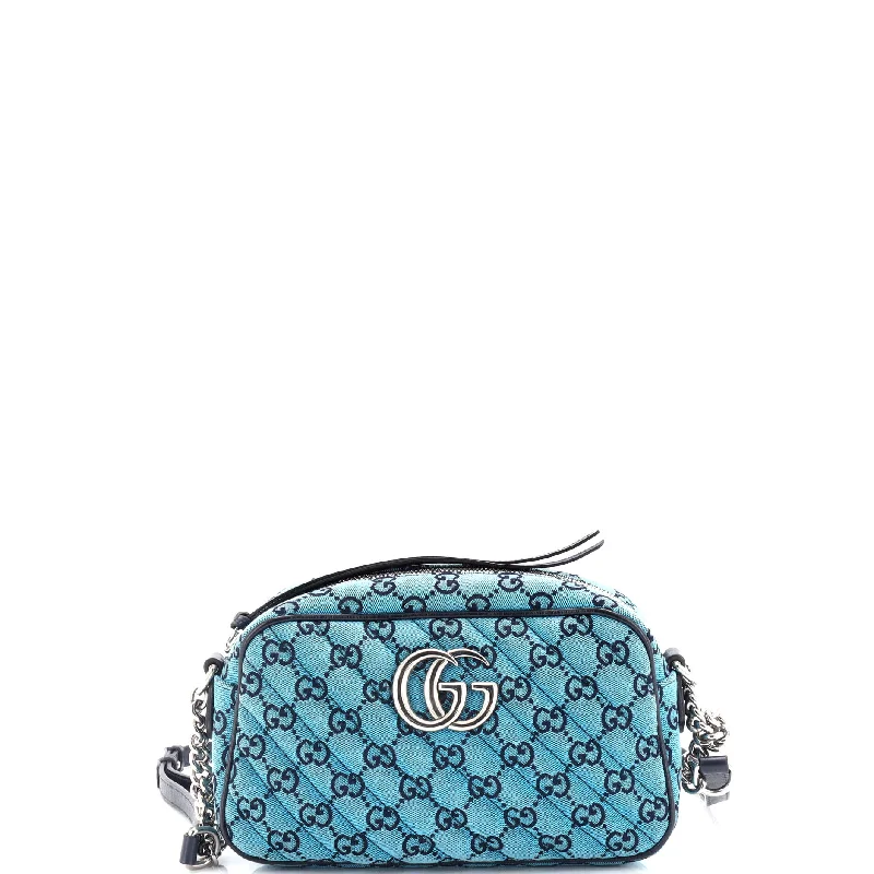 Gucci Marmont bags for women with quilted leather exteriorsGG Marmont Shoulder Bag Diagonal Quilted GG Canvas Small