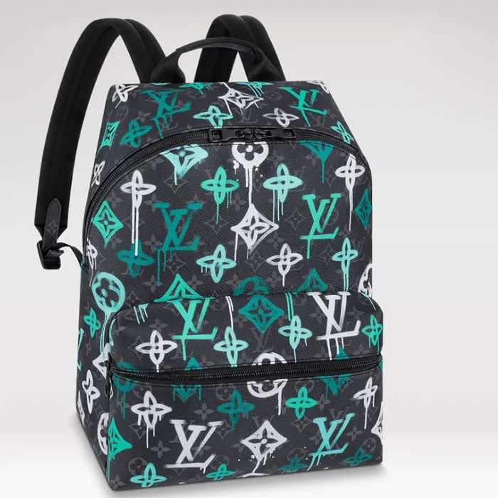 Louis Vuitton bags with a zippered interior pocket for better organizationLouis Vuitton Unisex Discovery Backpack LV Graffiti Green Monogram Coated Canvas