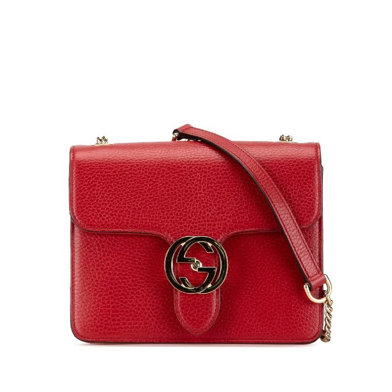 Ladies Gucci Dionysus bags with a chain - link shoulder strapRed Gucci Small Dollar Calfskin Interlocking G Crossbody