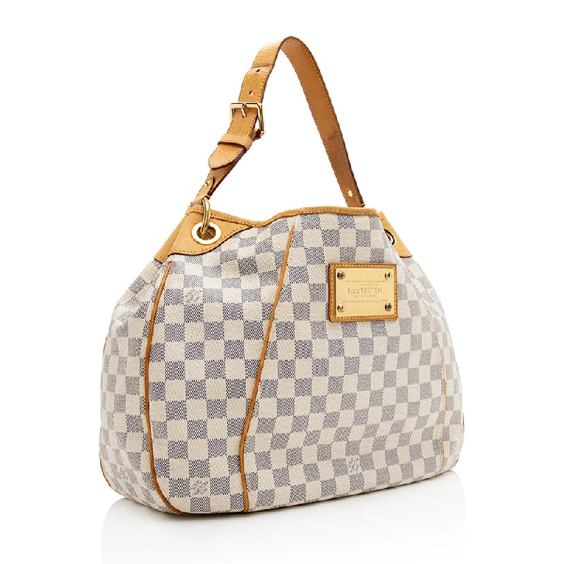 Ladies Louis Vuitton Capucines bags with a detachable shoulder strapLouis Vuitton Damier Azur Galliera PM Shoulder Bag (SHF-21383)