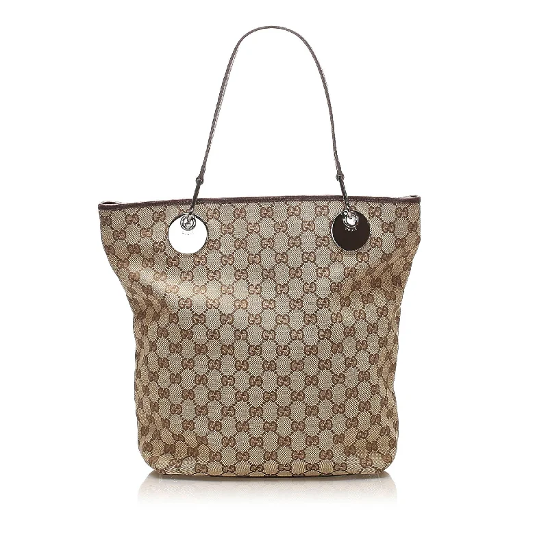 Women Gucci bags with a zippered interior pocketGucci GG Canvas Eclipse Tote Bag (SHG-14370)