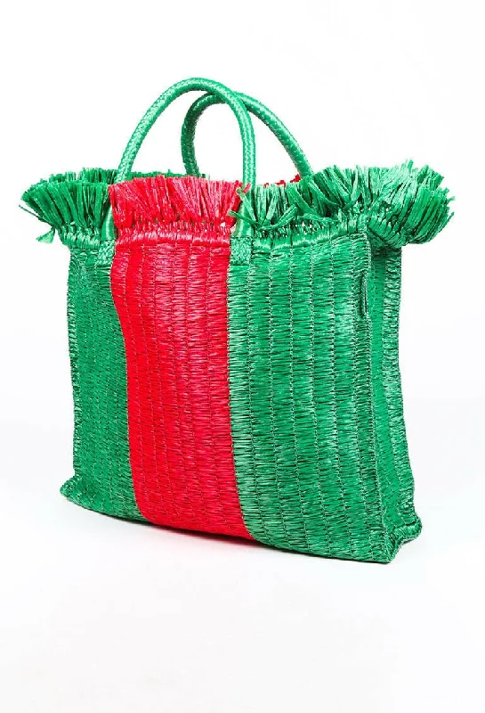 Ladies Gucci Dionysus bags with a star - shaped charmGucci Bag Cestino Raffia Green Red Web Stripe Tote