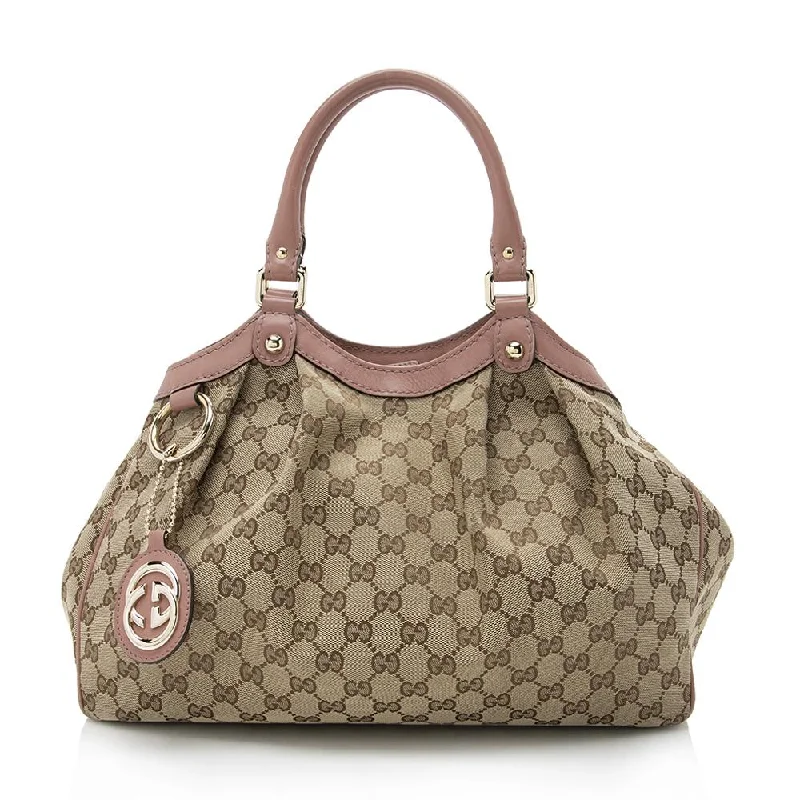 Women Gucci bags with a detachable mobile phone holderGucci GG Canvas Sukey Medium Tote (SHF-13245)