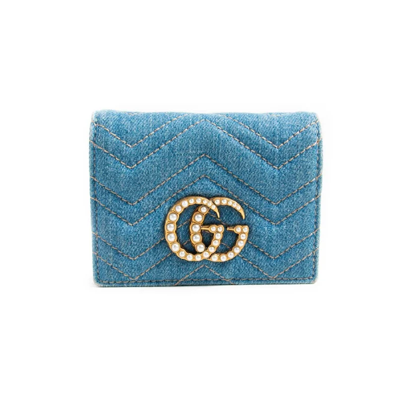 Medium - sized Women Gucci handbags for everyday useGucci GG Marmont Denim Wallet