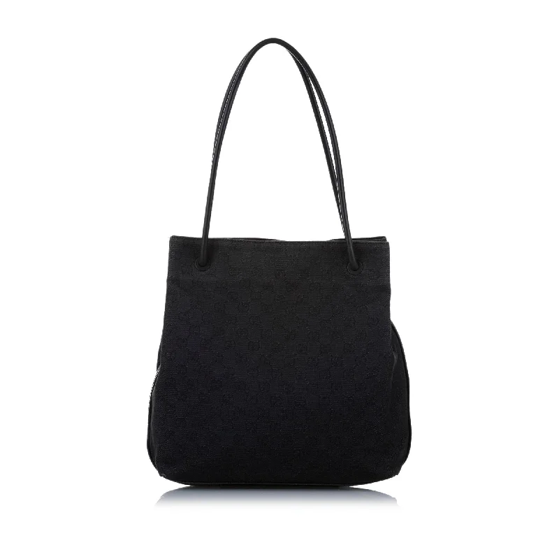 Women Gucci bags with a front - zip pocket for small itemsGucci GG Canvas Tote Bag (SHG-15728)