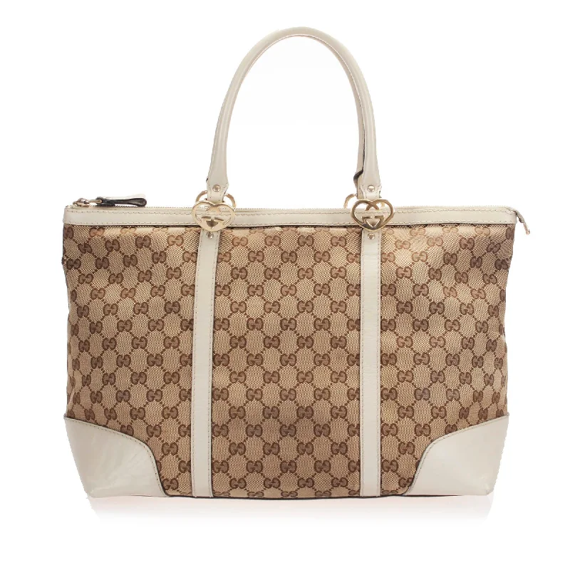 Gucci tote bags for women with a water - resistant coatingGucci GG Canvas Lovely Tote  (SHG-12817)