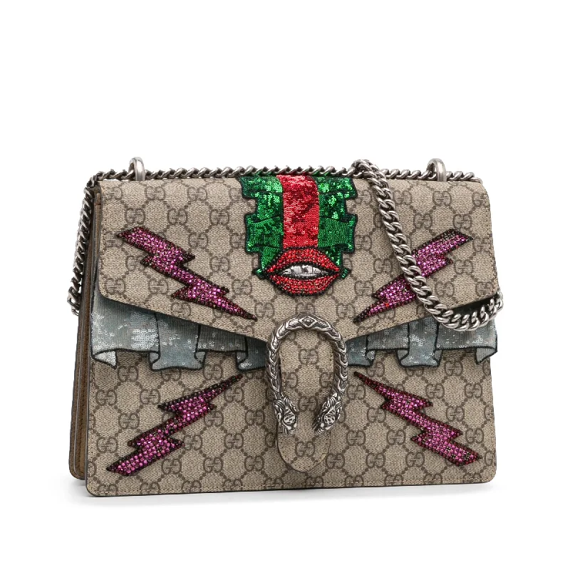 Gucci backpacks for women with a sleek silhouetteGucci Medium Embellished GG Supreme Dionysus Shoulder Bag (SHG-lkC3tu)