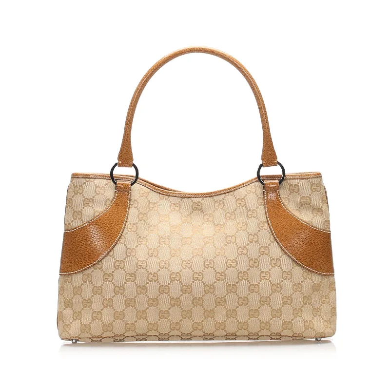 Gucci tote bags for women with a double - handle designGucci GG Canvas Tote Bag (SHG-14509)