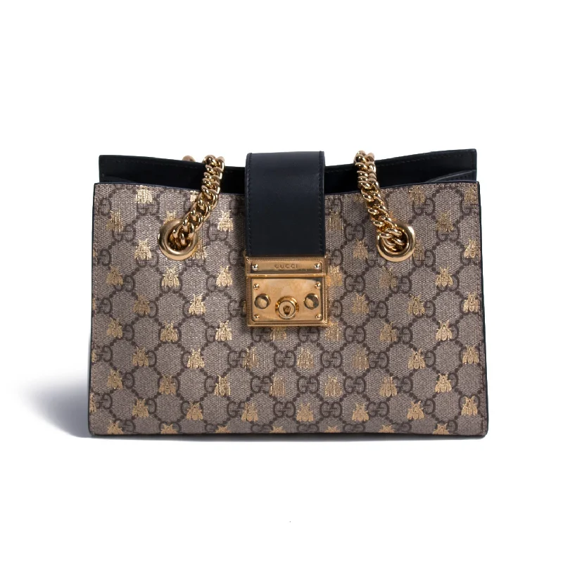 Gucci handbags for women with a beaded trimGucci Bee Padlock Shoulder Bag