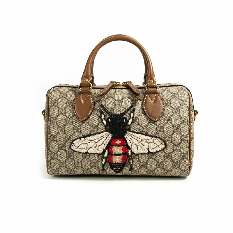 Women Gucci bags with a magnetic snap closure for easy accessGucci GG Supreme Embroidered Small Boston Bag