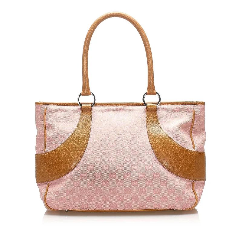 Women Gucci Sylvie bags with a leather - wrapped handleGucci GG Canvas Tote Bag (SHG-15677)