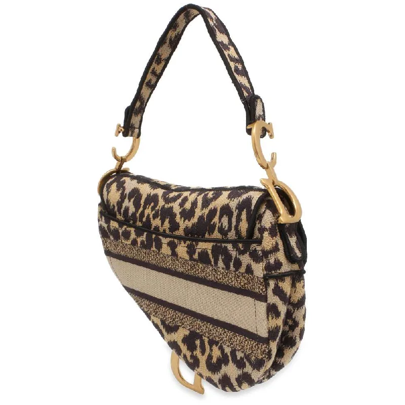 Christian Dior bags with a side - pocket for holding a water bottleDior Saddle bag Leopard M0446 Canvas