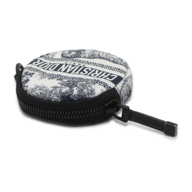 Christian Dior bags with a side - pocket for holding a water bottleDior Toile de Jouy Coin purse Navy Nylon