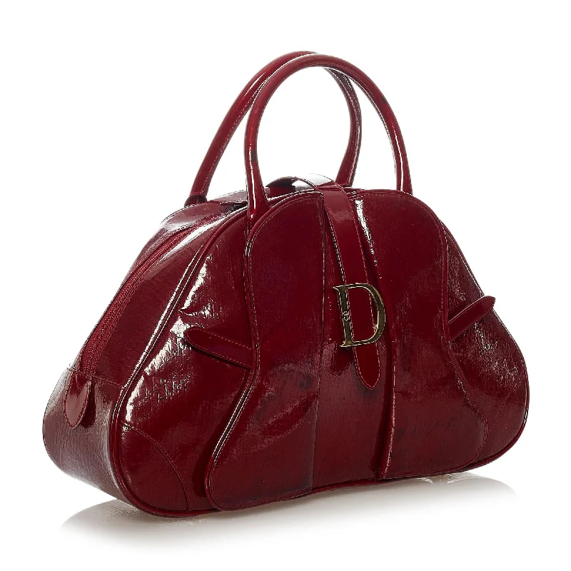 Christian Dior tote bags with a double - handle and shoulder - strap optionDior Patent Leather Saddle Dome Handbag (28563)