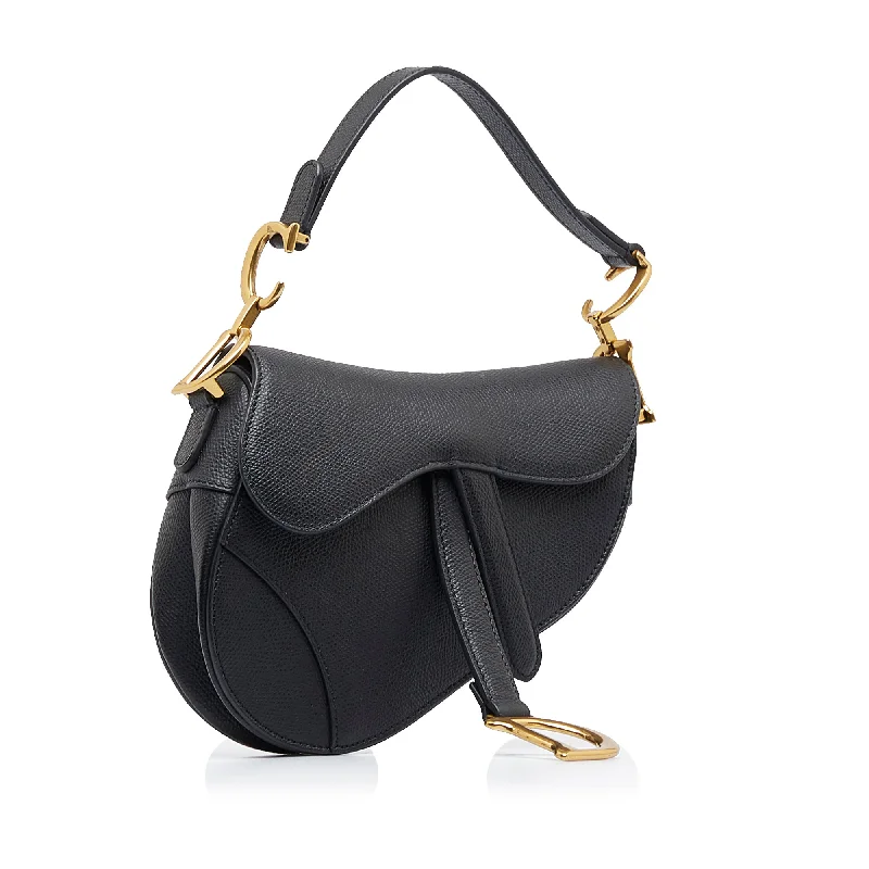 Stylish Christian Dior shoulder bags with a tassel - adorned zipperDior Saddle Bag Mini Black Calfskin