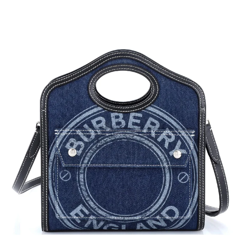 Christian Dior bags with a side - pocket for holding a water bottleLogo Pocket Tote Denim Mini