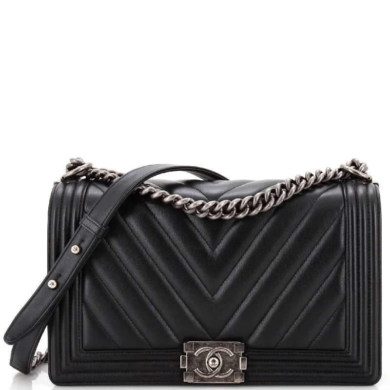 Christian Dior handbags with a detachable mirror for on - the - go touch - upsBoy Flap Bag Chevron Calfskin New Medium