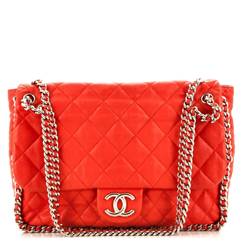 Christian Dior handbags with a snap - button closure and a decorative buckleChain Around Flap Bag Quilted Leather Maxi