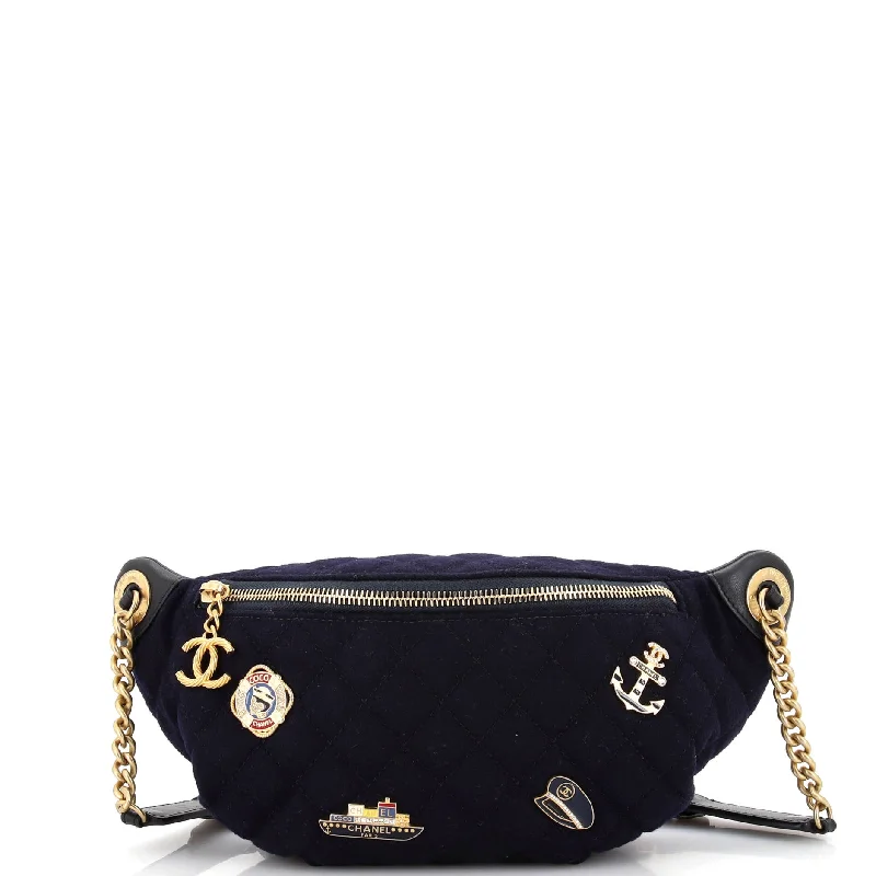 Christian Dior Saddle bags with a studded trim for a bold lookParis-Hamburg Charms Waist Bag Quilted Wool and Lambskin