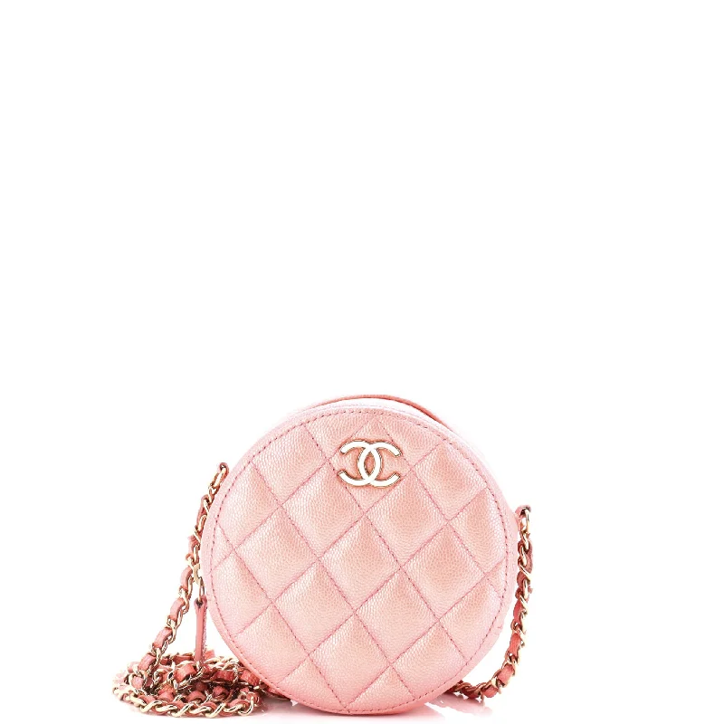 Trendsetting Christian Dior crossbody bags with a colorful strapRound Clutch with Chain Quilted Iridescent Caviar Mini