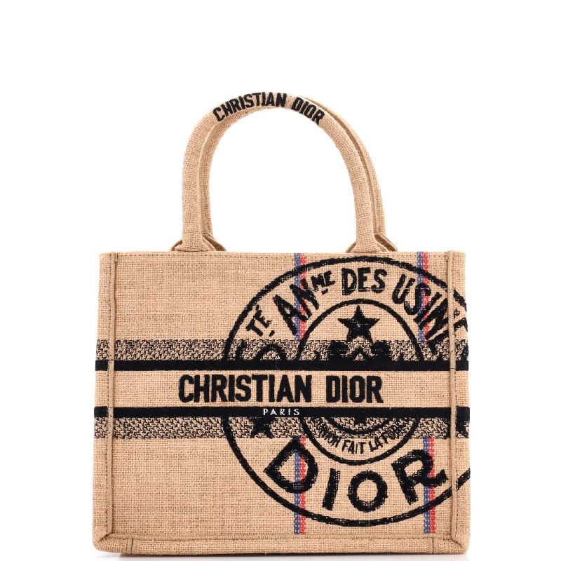 Christian Dior crossbody bags with a front - flap pocket for easy accessBook Tote Embroidered Jute Canvas Small