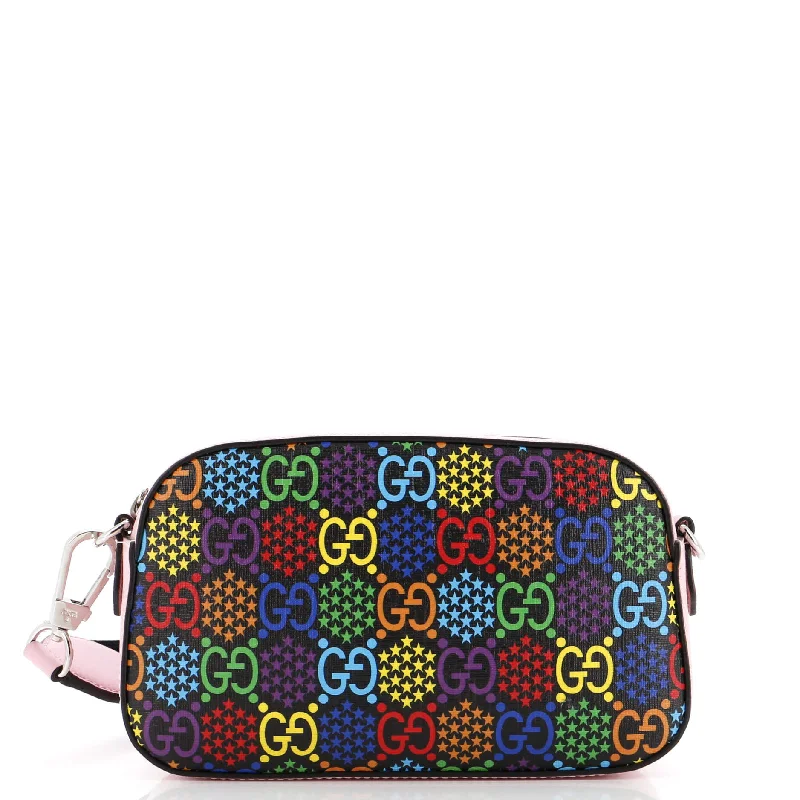 Christian Dior handbags with a back - pocket for quick storageCamera Crossbody Bag Psychedelic Print GG Coated Canvas Small