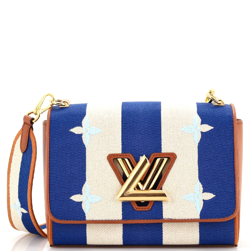 Stylish Christian Dior shoulder bags with a tassel - adorned zipperTwist Handbag Limited Edition Embroidered Stripe Canvas MM