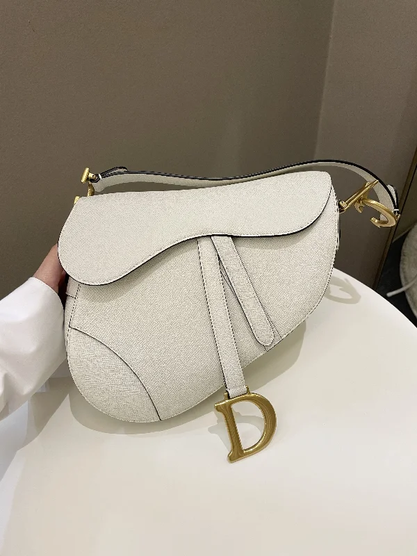 Christian Dior bags with a detachable coin purse insideDior Saddle Bag Cream White