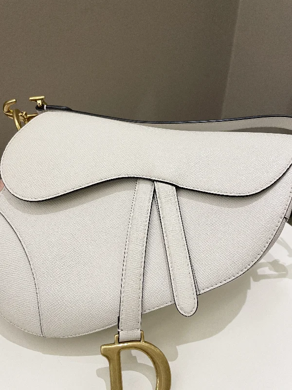 Christian Dior crossbody bags with a front - flap pocket for easy accessDior Saddle Bag Ivory Epsom